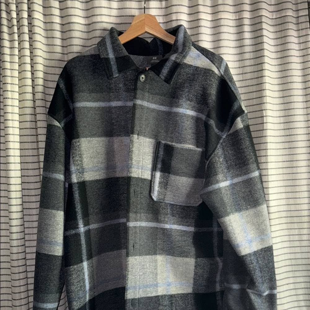 H&M Black and Gray Casual Button Down Shirt